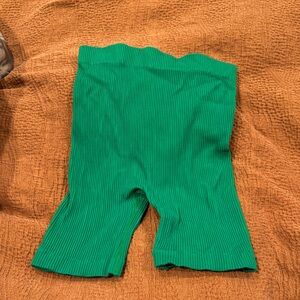 Green Ribbed Kids Bike Shorts